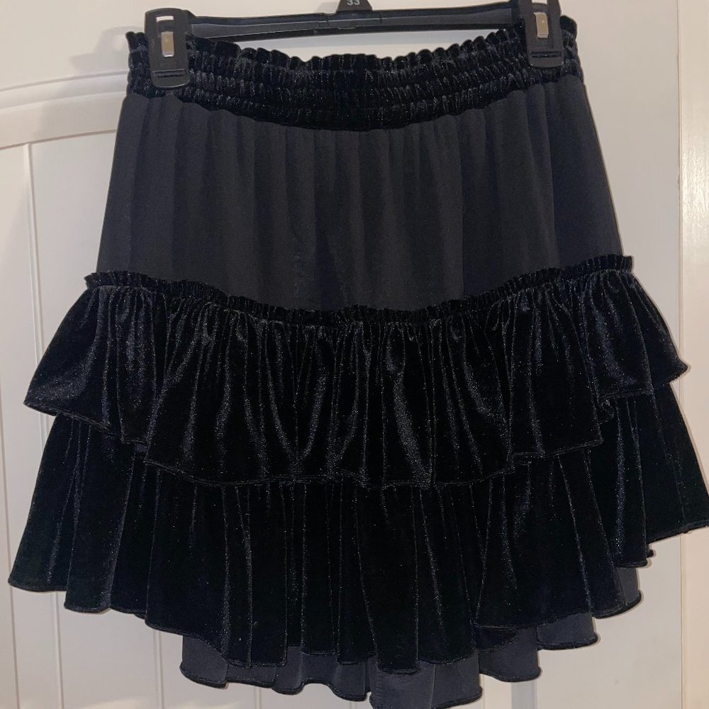 Misa Los Angeles Black Velvet skirt- Size S